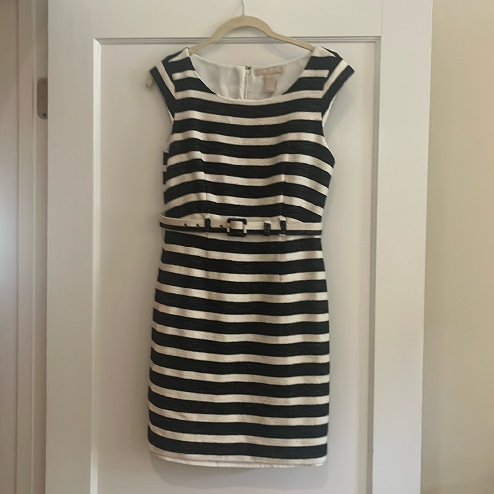 Banana Republic tweed navy and cream dress